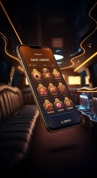 Een overzicht van het Wild Robin Casino spelaanbod op een mobiel scherm, met diverse slots en een zoekbalk, benadrukkend de gebruiksvriendelijke interface.